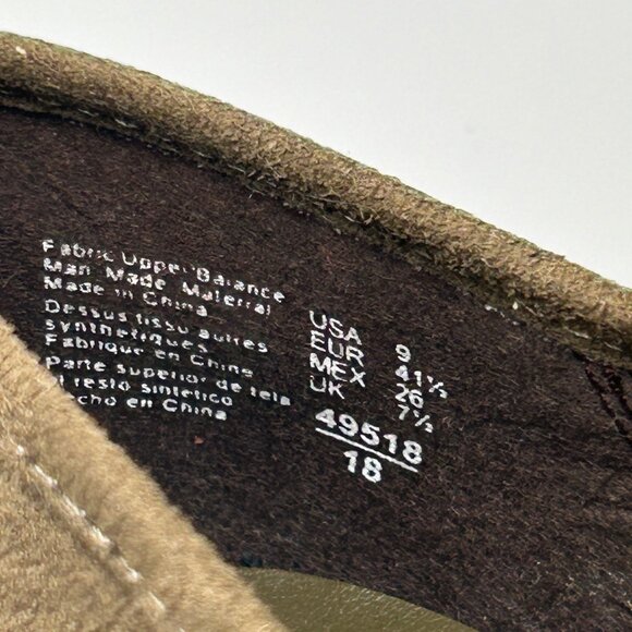 LOWER EAST SIDE VTG Olive Green Suede Wedge Platform Buckle Retro Style Size 9 - Picture 11 of 13